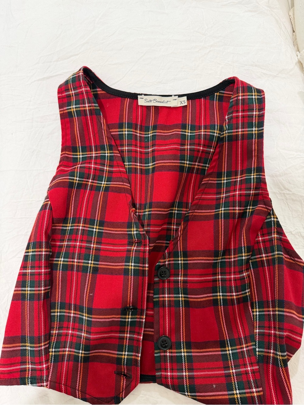 Red Plaid Cropped Tank Top - Women - Picture 4 of 4